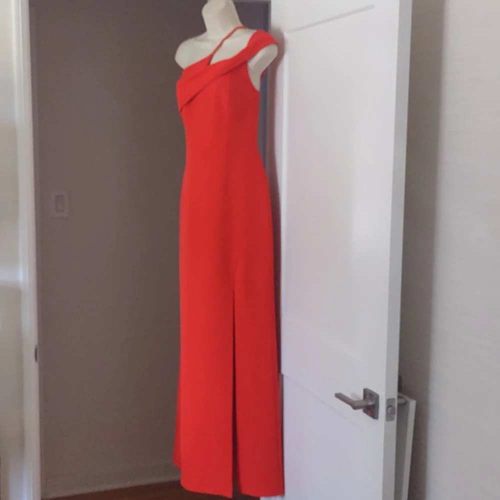 BCBGMaxAzria One-Shoulder Vibrant Orange Dress Size 8 - Picture 2 of 7